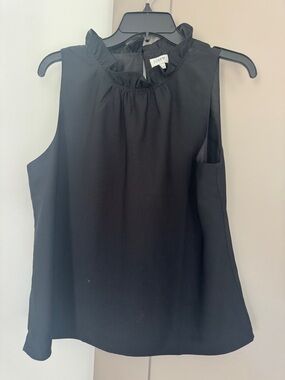 J. Crew Black Sleeveless Ruffle-Neck Camisole